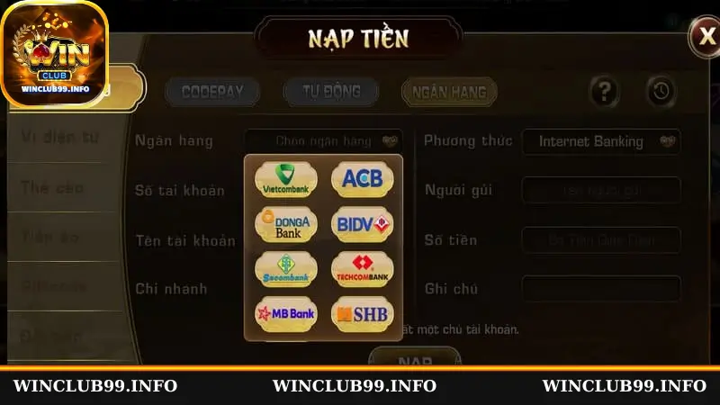 Hoàn tất quá trình nạp tiền Winclub nhanh chóng